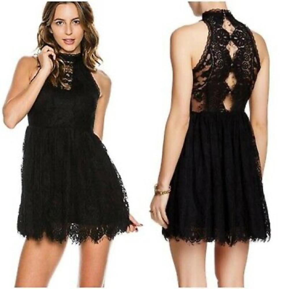 Free People Verushka Lace Black Dress